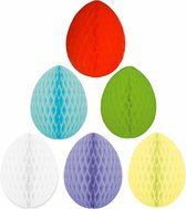 6x stuks hangende gekleurde paaseieren van papier 20 cm - Paas/pasen thema decoraties/versieringen - Honeycombs