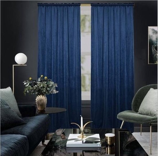 Nouveau rideau occultant à 80% de velours de haute qualité - Couleur bleue  - 270x135... | bol.com