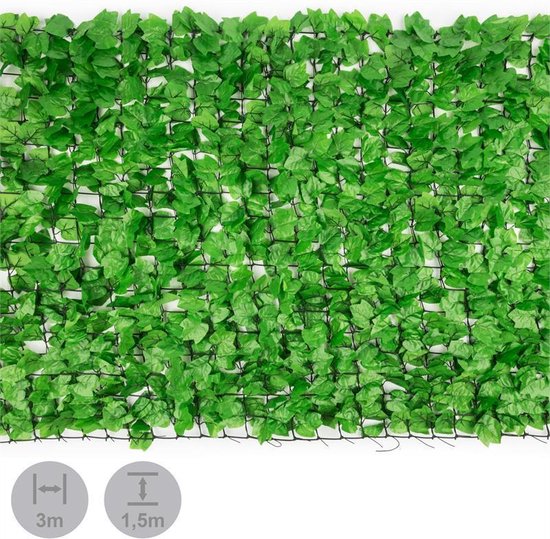 blumfeldt Fency Bright Ivy - privacyscherm , windscherm , geluidsisolatie , 300 x 150 cm , klimopbladeren , hoge opaciteit , kunststof gecoat gaas , maaswijdte 6 x 6 cm , lichtgroen - 100 cm 2 kg - voor Balkon voor Terras