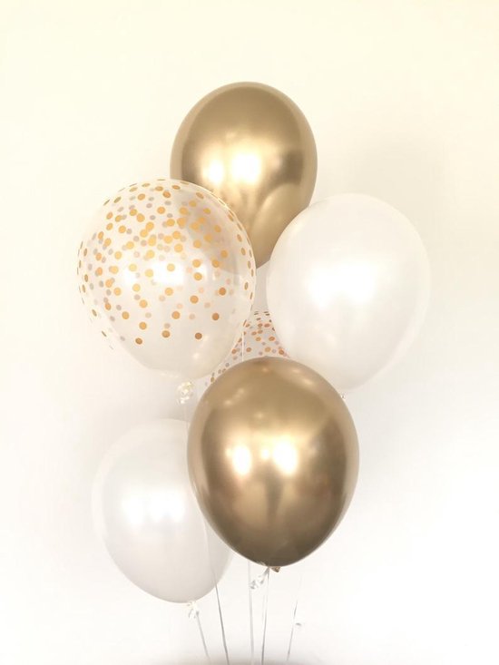 Huwelijk / Bruiloft - Geboorte - Verjaardag ballonnen | Goud - Off-White / Wit - Transparant - Polkadot Dots | Baby Shower - Kraamfeest - Fotoshoot - Wedding - Birthday - Party - Feest - Huwelijk | Decoratie | DH collection