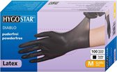 Hygostar Latex handschoenen - wegwerp - zwart - poedervrij - maat L - 100 stuks
