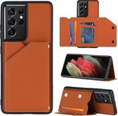 AA Commerce Telefoonhoesje - Back Cover - Geschikt Voor Samsung Galaxy S21 Ultra - Bruin