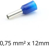 Adereindhuls 0,75 mm² x 12 mm blauw 100 stuks | Ferrule | Draadhuls | Adereindhulzen | Eindverbinder