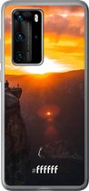 Huawei P40 Pro Hoesje Transparant TPU Case - Rock Formation Sunset #ffffff