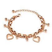 Amodi® Jewellery - Hartjes Beads Armband - Hart - Hartje - Verstelbaar - Rosé Goudkleurig