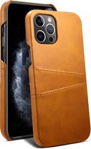 GSMNed – PU Leren Card Case iPhone 12/12 Pro lichtbruin – hoogwaardig leren Card Case lichtbruin – Card Case iPhone 12/12 Pro lichtbruin – Card Case voor iPhone lichtbruin – Pasjes