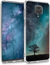 kwmobile telefoonhoesje voor Xiaomi Redmi Note 9S / 9 Pro / 9 Pro Max - Hoesje voor smartphone in blauw / grijs / zwart - Sterrenstelsel en Boom design