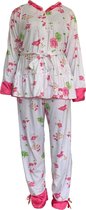 Dames pyjama gebloemd Roze XL