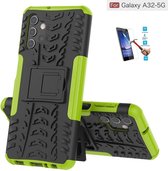 Samsung Galaxy A32 5G Robuust Hybride Groen Cover Case Hoesje - 1 x Tempered Glass Screenprotector
