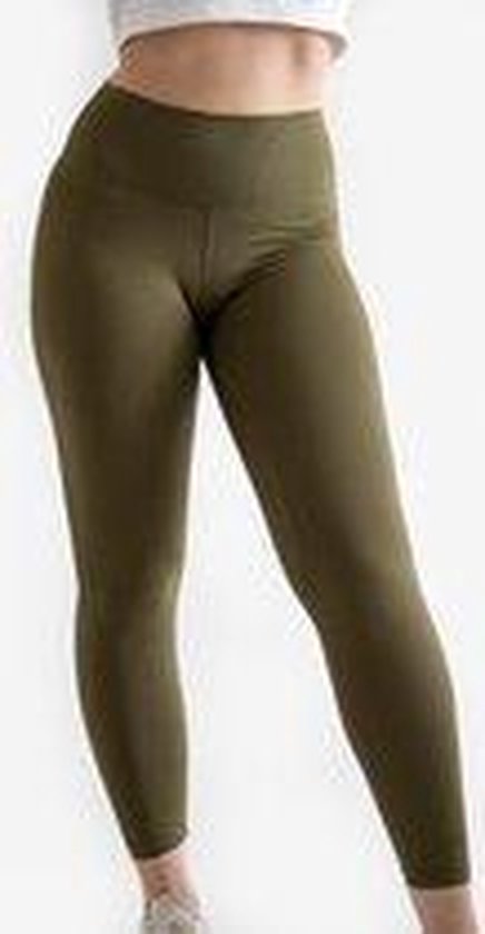 Wolftech Gymwear Sportlegging Dames High Waist - Olijfgroen - L - Met Klein Logo - Sportkleding Dames