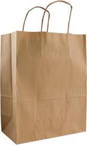 50x papieren tasjes Bruin kraft 45x15x49cm