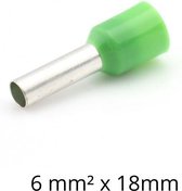 Adereindhuls 6,00 mm² x 18 mm groen 100 stuks | Ferrule | Draadhuls | Adereindhulzen | Eindverbinder