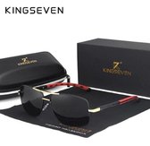 Kingseven Polaroid Zonnebril Heren - 2021 - Gepolariseerde glazen - Zwart - Rood - Goud Sunglasses