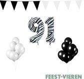 91 jaar Verjaardag Versiering Pakket Zebra