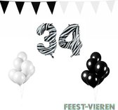 34 jaar Verjaardag Versiering Pakket Zebra