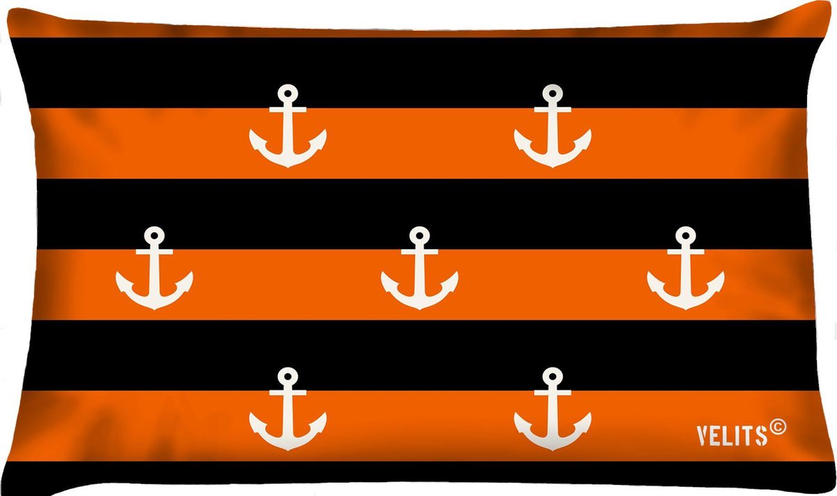 Sierkussen - Buitenkussen Oitnb Waterafstotend Bootkussen Streep Ankers - Multicolor - 60 Cm X 40 Cm