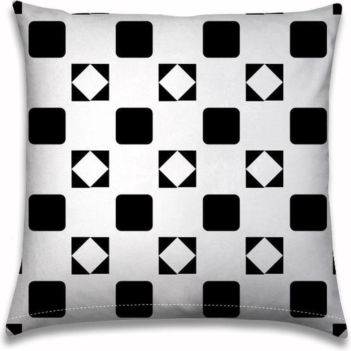 Bootkussen | 50x50cm | Zwart-wit | Blokjes Patroon | Outdoor | Tuinkussen