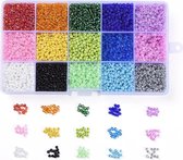 Kralen | Kralen set voor sieraden maken - 15 Kleuren - 3mm - Glas Zaad Regenboog Kralen - Kit voor Sieraden Maken - Rocaille - DIY - Volwassenen - Kinderen - Kralenset - Seed Beads