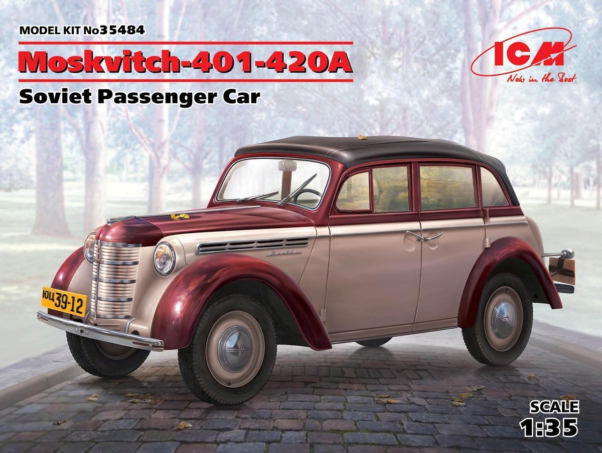 ICM Modelbouwpakket Militaire voertuigen - 35484 Moskvitch 401 420A Soviet Passenger car Plastic - 1:35 - Modelbouw
