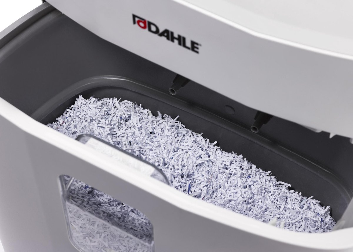 Dahle® PaperSAFE 420 - Papierversnipperaar - 2x15 mm snipper - 25L opvangbak - Bladen max per 10 - P5 - Nietjes bankkaarten paperclips cd's - Continu 480 min - Geluidsarm 60 db thumbnail 6
