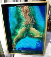 Luxe Oceaan Stijl Leisteen Onderzetters "Stormy Waters" - set van 4