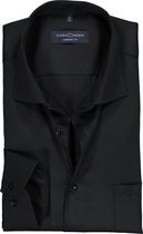 CASA MODA comfort fit overhemd - zwart twill - Strijkvrij - Boordmaat: 47