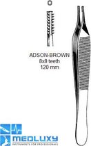 MEDLUXY - Adson Brown Pincet - 8x8 Tanden - 12 cm - (EHBO, Hobby, Dissectie, Aquarium, Terrarium, Weefselpincet - Hechtpincet, Chirurgische pincet, Pince Brucelles, Forcep)