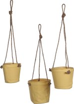 Mica Decorations - Plantenhanger set van 3 - Hangende Bloempotten - Hangpotten Geel