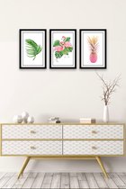 Decoratie hout poster 3 stuk Ananas