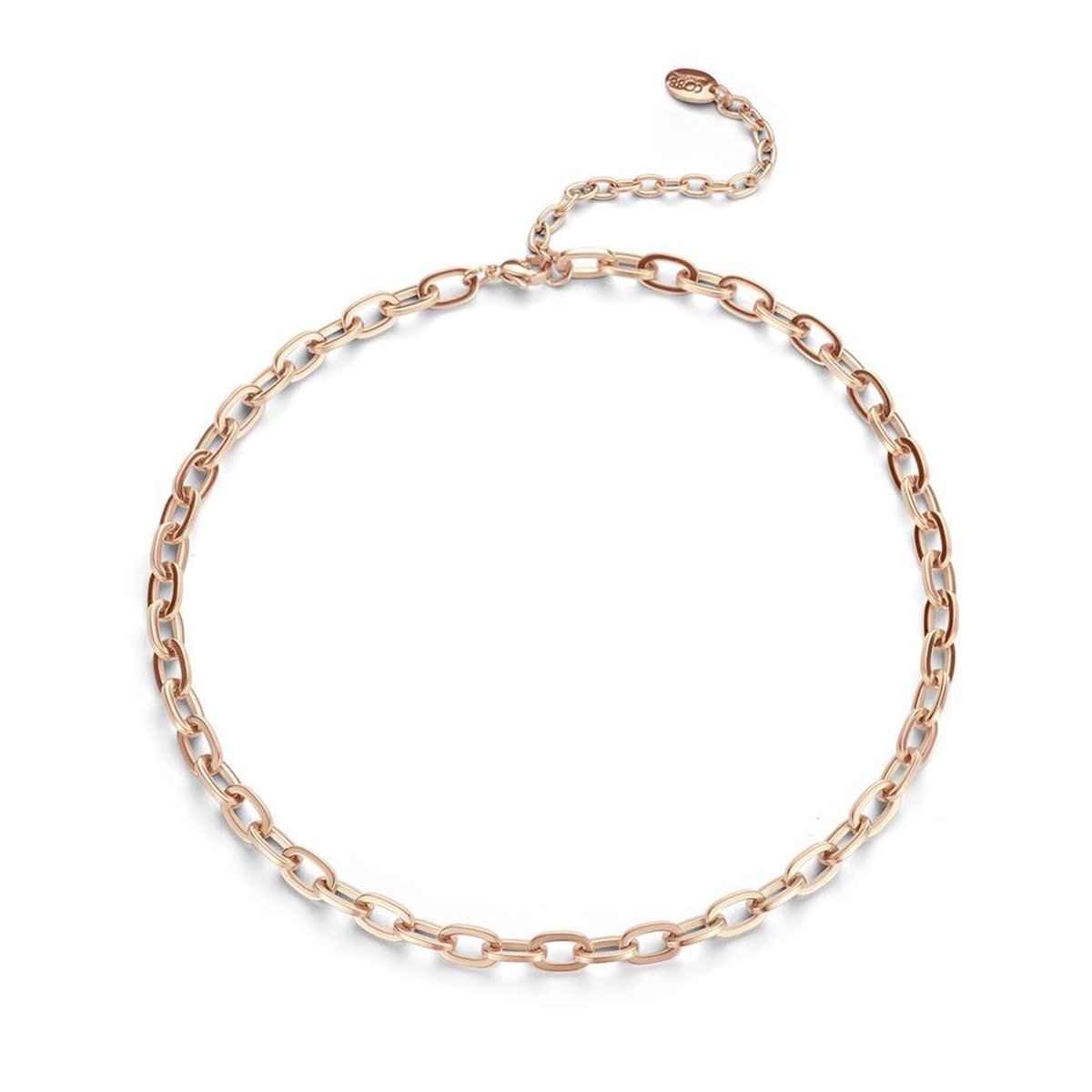 CO88 8CN-26207 Stalen Schakel Ketting - Charms Collection - Dames - Ovalen Schakels - 40 + 7 cm - Rosé Goudkleurig