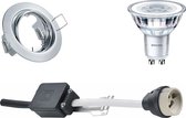 PHILIPS - LED Spot Set - CorePro 827 36D - GU10 Fitting - Dimbaar - Inbouw Rond - Glans Chroom - 5W - Warm Wit 2700K - Kantelbaar Ø83mm