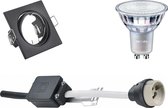 PHILIPS - LED Spot Set - MASTER 927 36D VLE - GU10 Fitting - DimTone Dimbaar - Inbouw Vierkant - Mat Zwart - 3.7W - Warm Wit 2200K-2700K - Kantelbaar 80mm