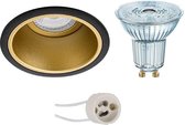 OSRAM - LED Spot Set - Parathom PAR16 930 36D - Primux Minko Pro - GU10 Fitting - Dimbaar - Inbouw Rond - Mat Zwart/Goud - 3.7W - Warm Wit 3000K - Verdiept - Ø90mm