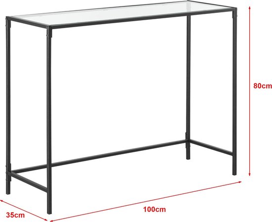 Console tafel Alajarvi sidetable glas 100x35x80 cm zwart | bol.com