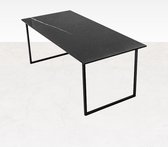 Marmeren Eettafel - Nero Marquina Zwart (U-poot) - 240 x 90 cm  - Gepolijst