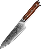 Damascus Mes - Koksmes - Professioneel  - Damascus staal - Officemes - Chef - Vlijmscherp - Damastmes - Keuken - Damast staal - Koken - Japans staal - 24 cm totaal - Damascus - Kok