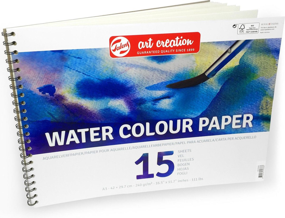 Royal Talens - Art Creation A3 Aquarel / Ecoline Papier - 15 Vellen - 240gr/m2 + GRATIS A5 Schets / Tekenblok