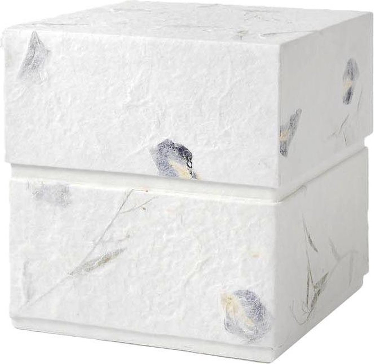 Eco Urn Biologisch afbreekbare urn, Kubusvorm, 15 x 14.5 x 14.5 cm, blauwe bloemen