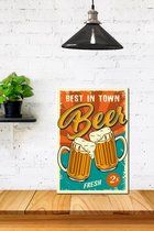 3d Retro Hout Poster Best in Town Beer