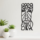 Wanddecoratie - Afrikaans Masker - Hout - Wall Art - Muurdecoratie - Woonkamer - Zwart - 49 x 21.5 cm