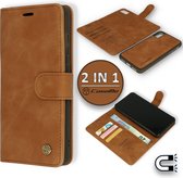 iPhone X & iPhone XS Hoesje Sienna Brown - Casemania 2 in 1 Magnetic Book Case