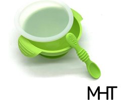 Babyservies - Groen - Kom inclusief lepel - Bakje - Zuignap - Deksel - BPA vrij - Baby bord