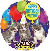 Folieballon - Happy birthday - Poezen - Met muziek - 71cm - Zonder vulling