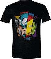 Marvel Avengers - Faces Split T-Shirt Zwart