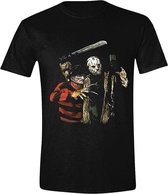 Freddy vs Jason - Selfie Colour T-Shirt Zwart