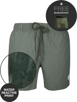 Muchachomalo - Swimshort - 1-pack + gratis boxershort - men - Solid grey/water react print