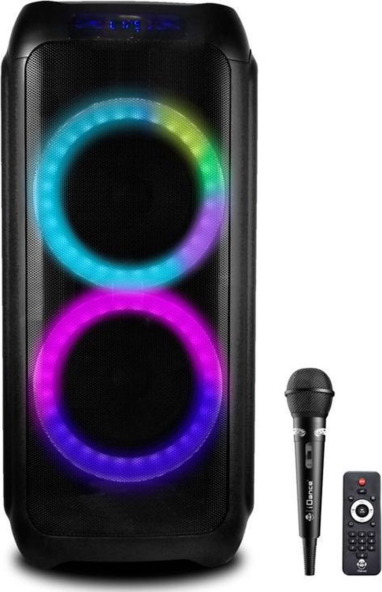 iDance DJX800 karaoke partybox met bluetooth, discoverlichting en opnamefunctie