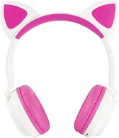 Silvergear - Kinder Gaming Hoofdtelefoon - Koptelefoon - LED Kattenoortjes - Wit Roze