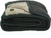 GAEVE | Zest - fleece deken - heerlijk zacht, warm plaid - Cosy antraciet/beige - 125 x 150 cm