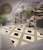 Aledin Carpets Suez - Vloerkleed 160x230 cm - Laagpolig - Modern - Tapijten woonkamer - Bruin/Creme/Beige